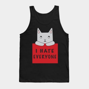 Cat Hates Everyone {Red Sign) Tank Top